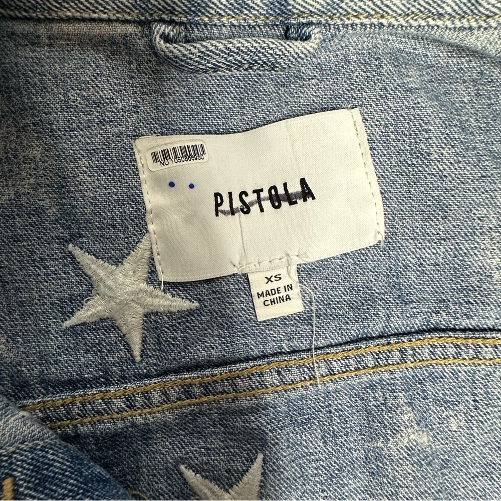Like New Pistola Brando Star Embroidery Denim Jacket xs - Picture 12 of 15